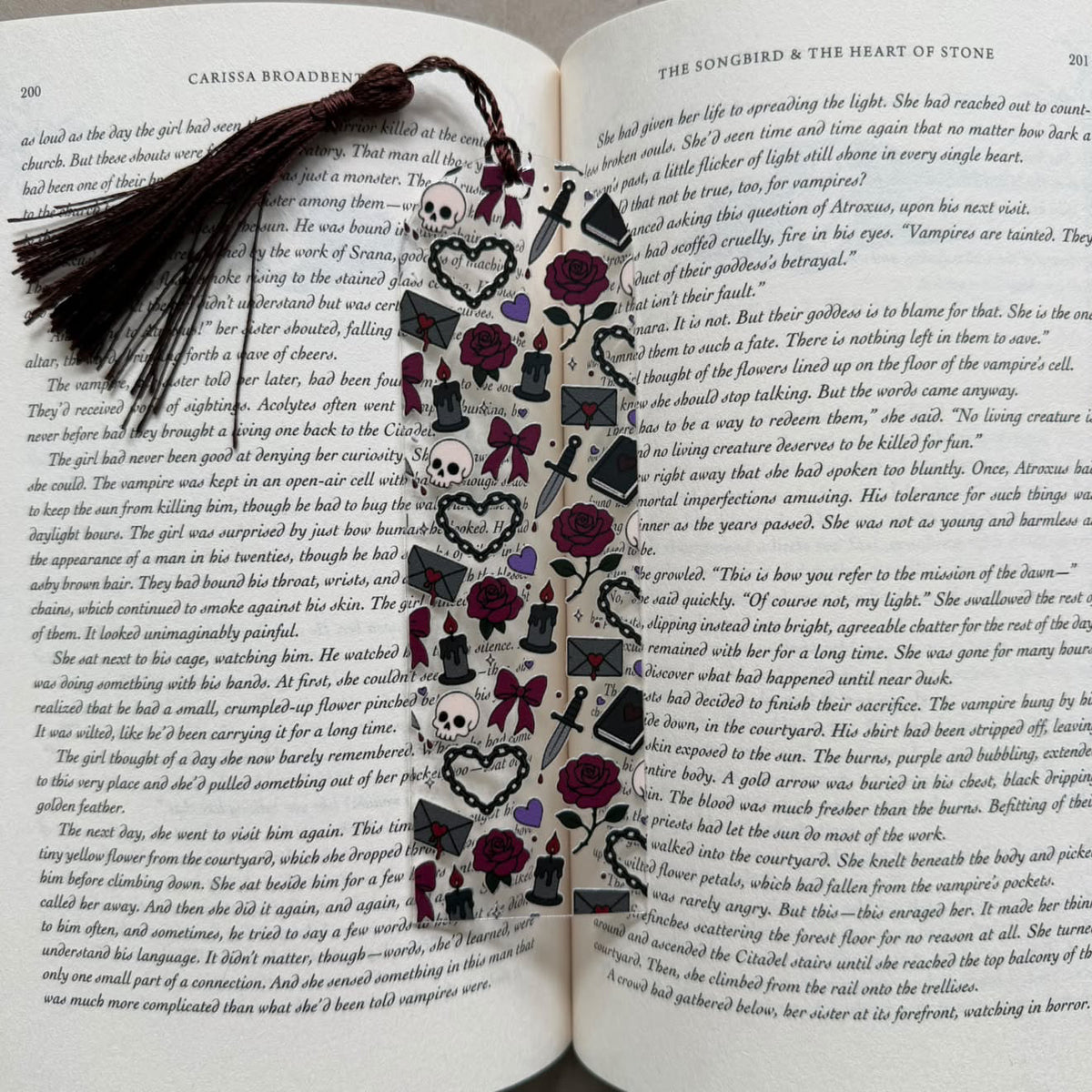 Gothic Romance Clear Bookmark with Tassel – Dark Academia & Romantasy Book Mark